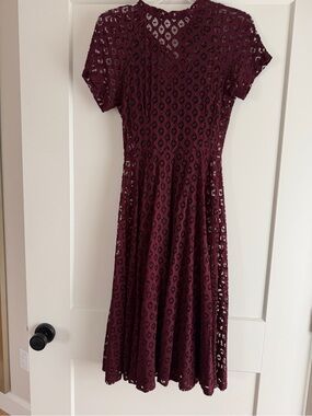 Goldie Burgundy Lace Fit-and-Flare Dress- size XS